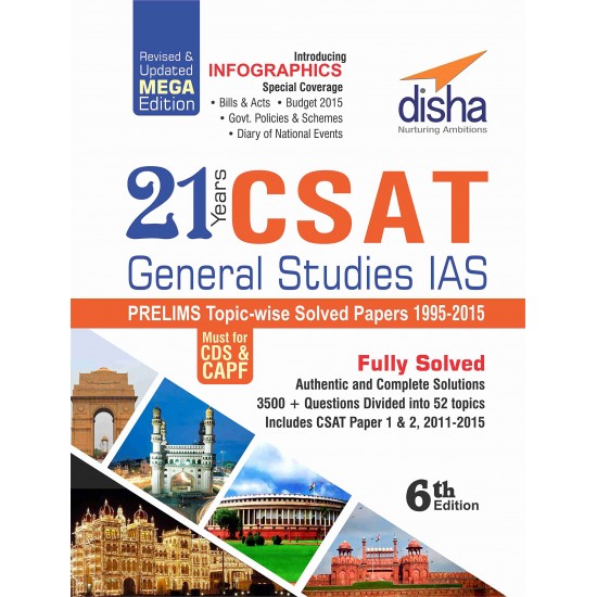 21 Years CSAT General Studies IAS Prelims Topic-wise Solved Papers Paperback – 28 Oct 2015 by Disha 