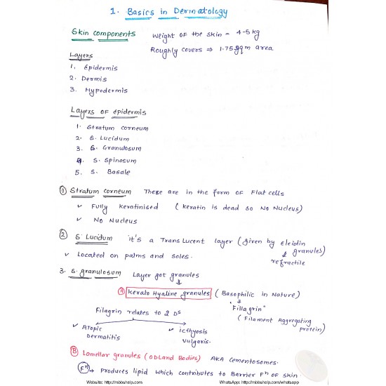 Dermatology Classroom Complete Handwritten Notes by Marroww 2019