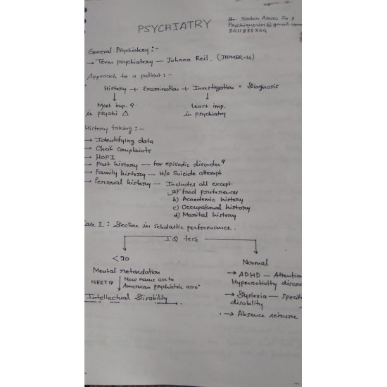 Psychiatry Handwritten Notes by Sachin Arora 2018