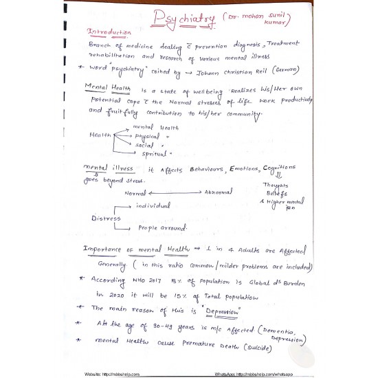 Psychiatry Classroom Marroww handwritten Notes 2019