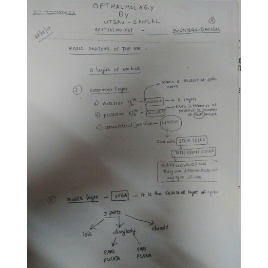 Opthalmology Handwritten Notes by Dr. U Bansal 