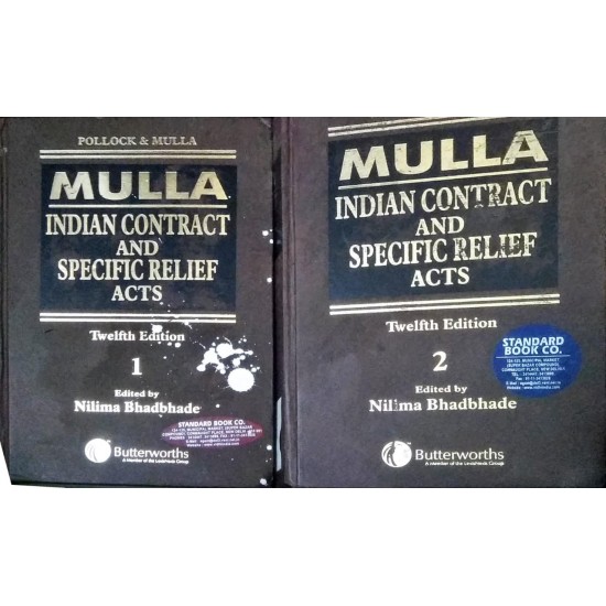 Mulla Indian Contract and special relief acts 12th edition by nilima bhadbhade